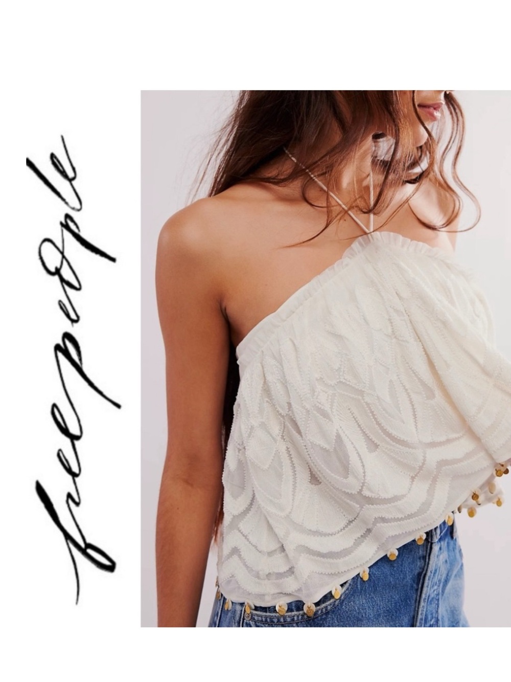 NEW FREE PEOPLE Xandra Beaded Halter Top XL